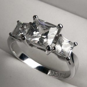 Trinity 1.60 ctw Princess Silver Ring